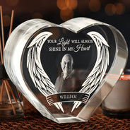 Memorial,Custom Photo,Sad - Custom Photo Memorial Gift for Loved Ones - Personalized Crystal Heart