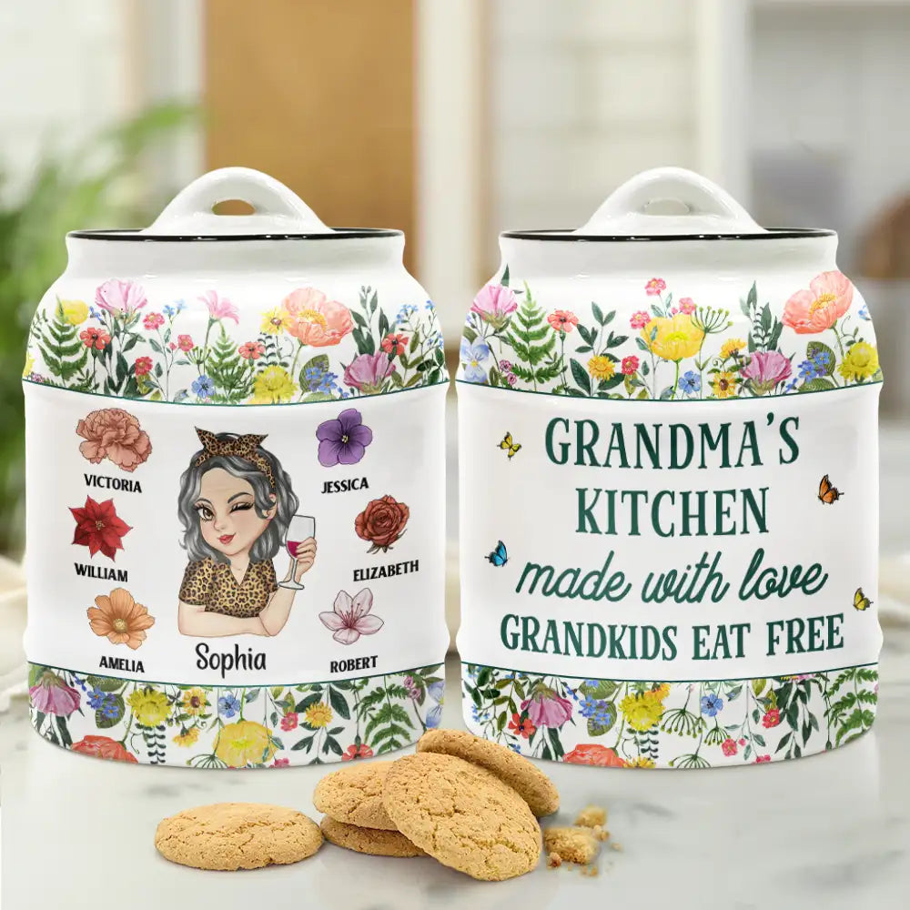 Made With Love Grandkids Eat Free - Personalized Cookie Jar