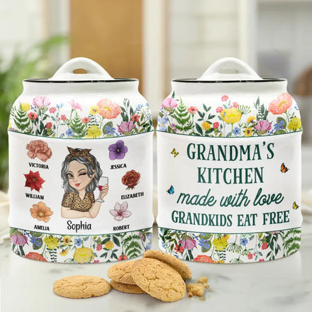 Made With Love Grandkids Eat Free - Personalized Cookie Jar