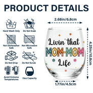 Gift For Grandma, Gift For Mother, Grandma - Grandkids, Happy - Living That Grandma Life - Personalized Stemless Wine Glass