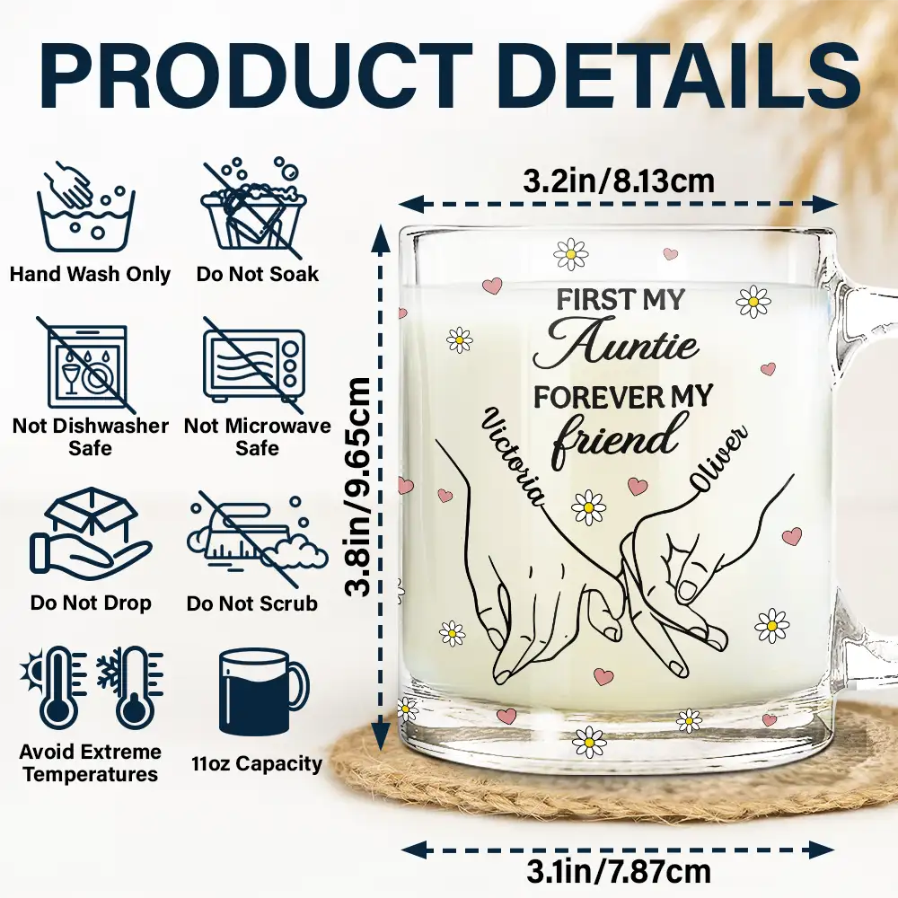 Gift For Daughter, Mom - Daughters (Adult), Mom - Daughters (Young), Gift For Mother, Love - First My Daughter Forever My Friend - Personalized Glass Mug