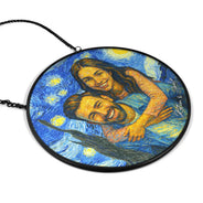 Gift For Couples,Gift For Husband,Gift For Wife,Gift For Boyfriend,Gift For Girlfriend,Custom Photo,Love - Custom Photo Couple Under The Starry Night - Personalized Stained Glass Window Hanging Suncatcher