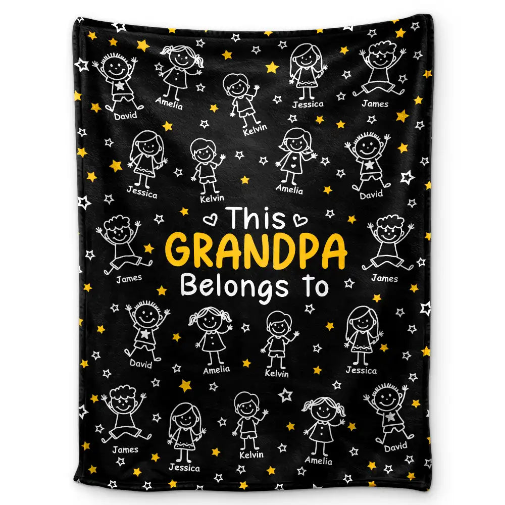 This Grandpa Grandma Belongs To Kids Pet - Personalized Fleece Blanket, Sherpa Blanket