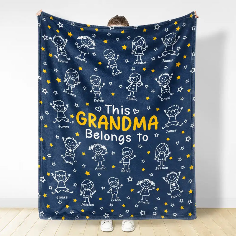Gift For Grandparents,Gift For Grandpa,Gift For Grandma,Gift For Mother,Gift For Father,Happy,Christmas - This Grandpa Grandma Belongs To Kids Pet - Personalized Fleece Blanket, Sherpa Blanket