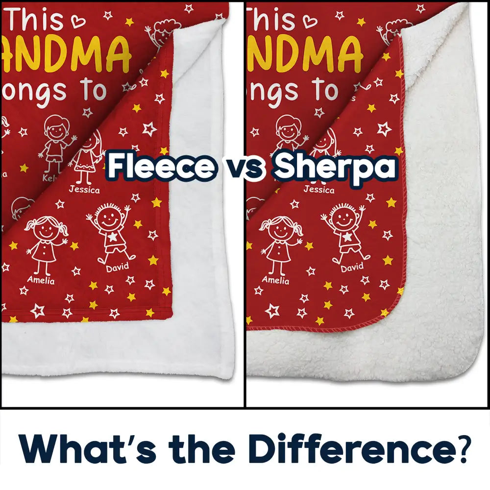 Gift For Grandparents,Gift For Grandpa,Gift For Grandma,Gift For Mother,Gift For Father,Happy,Christmas - This Grandpa Grandma Belongs To Kids Pet - Personalized Fleece Blanket, Sherpa Blanket