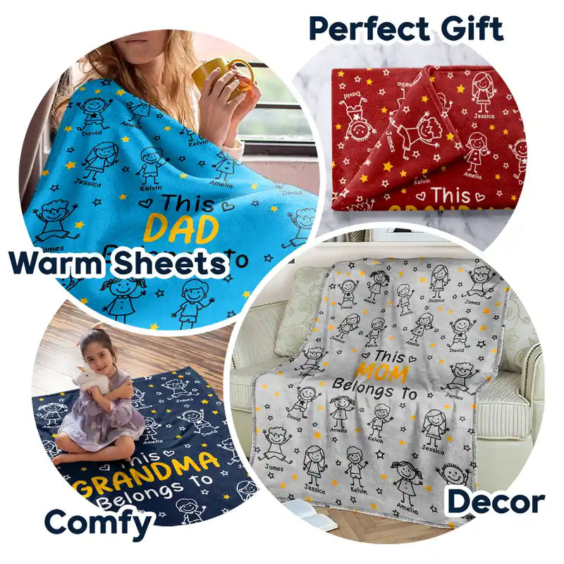 Gift For Grandparents,Gift For Grandpa,Gift For Grandma,Gift For Mother,Gift For Father,Happy,Christmas - This Grandpa Grandma Belongs To Kids Pet - Personalized Fleece Blanket, Sherpa Blanket