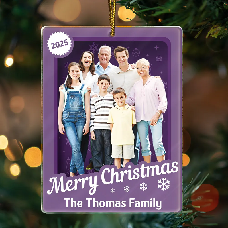 Family,Parents,Gift For Grandparents,Gift For Kids,Happy,Christmas,Custom Photo - Custom Photo Christmas Sitting Family Toy Box - Personalized Custom Shaped Acrylic Ornament