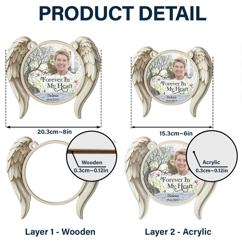 Memorial,Family,Parents,Gift For Grandparents,Sad,Custom Photo - Custom Photo I'm Always With You Angel Wings - Personalized Window Hanging Suncatcher Ornament