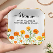 Gift For Bestie,Gift For Sisters,Happy - A True Friendship Is A Journey Without An End Birth Flower Watercolor - Personalized Ring Dish