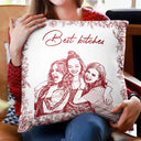 Gift For Bestie,Old Best friends,Gift For Sisters,Custom Photo,Happy - Custom Photo Pencil Sketch A True Friendship Is A Journey Without An End - Personalized Pillow