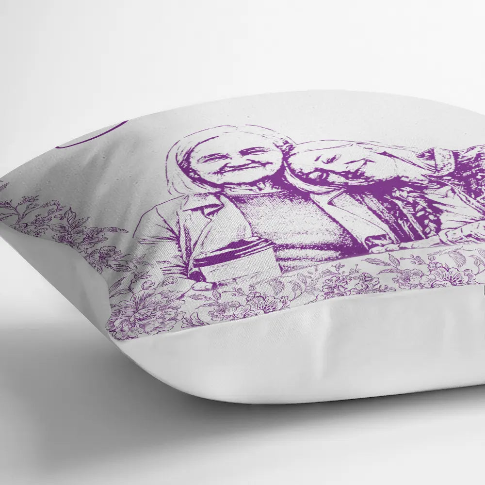 Gift For Bestie,Old Best friends,Gift For Sisters,Custom Photo,Happy - Custom Photo Pencil Sketch A True Friendship Is A Journey Without An End - Personalized Pillow