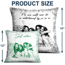 Gift For Bestie,Old Best friends,Gift For Sisters,Custom Photo,Happy - Custom Photo Pencil Sketch A True Friendship Is A Journey Without An End - Personalized Pillow