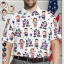 Golf,Gift For Father,Gift For Grandpa,Gift For Mother,Gift For Grandma,Happy,Independence Day,Photo,Icon,Humorous - Custom Photo Stars & Stripes Best Dad Grandpa By Par - Personalized Polo Shirt