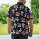 Golf,Gift For Father,Gift For Grandpa,Gift For Mother,Gift For Grandma,Happy,Independence Day,Photo,Icon,Humorous - Custom Photo Stars & Stripes Best Dad Grandpa By Par - Personalized Polo Shirt