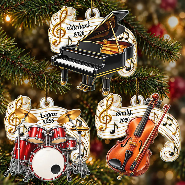 Christmas,Happy,Icon,Top Market - Christmas Gift For Band Student Teacher - Personalized Music Instrument Acrylic Ornament