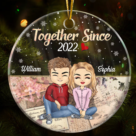 Together Since Husband Wife Christmas - Couple Gift - Personalized Custom Circle Acrylic Ornament