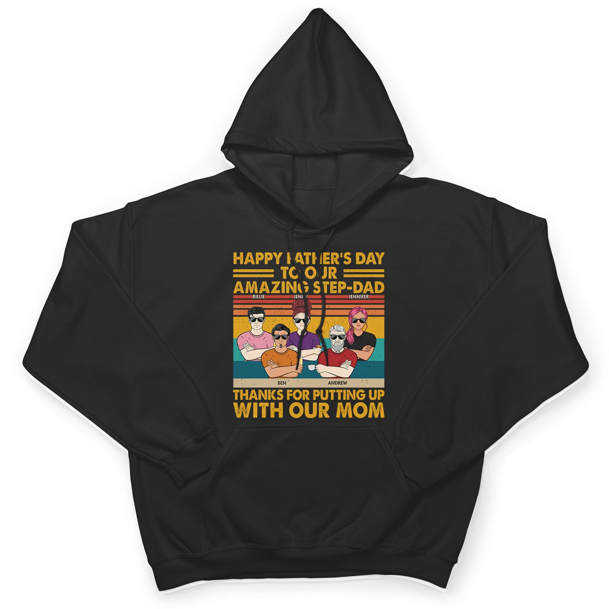 To Our Amazing Step-Dad Thanks For Putting Up With Our Mom Adult Children - Funny, Birthday Gift For Father, Papa, Husband - Personalized Custom T Shirt