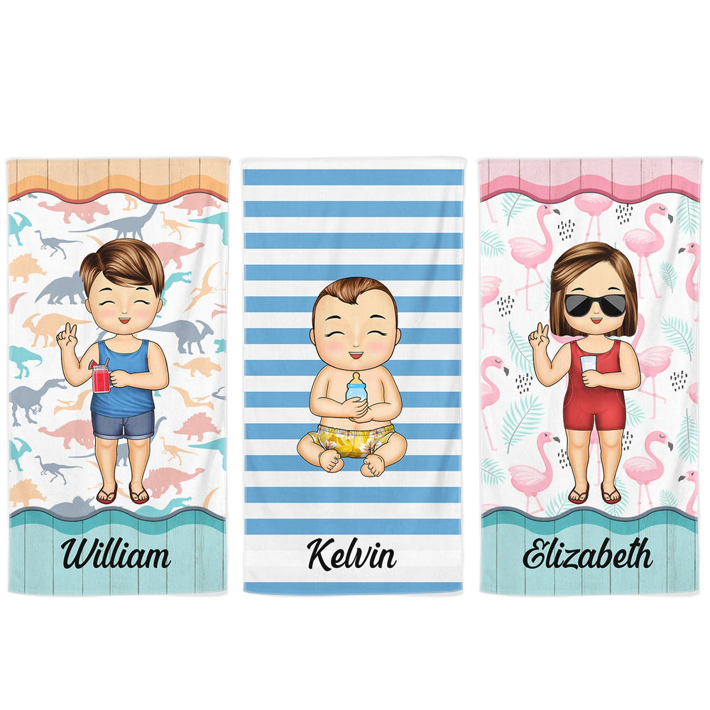 Funny Kids Baby On The Beach - Gift For Children, Grandkids - Personalized Custom Beach Towel