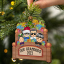 Grandkids In Bed - Christmas, Loving Gift For Grandpa, Grandma, Grandparents - Personalized Custom Shaped Wooden Ornament