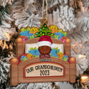 Grandkids In Bed - Christmas, Loving Gift For Grandpa, Grandma, Grandparents - Personalized Custom Shaped Wooden Ornament