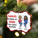 Congrats On Being My Bestie - Christmas Gifts For Best Friends - Personalized Medallion Wooden Ornament