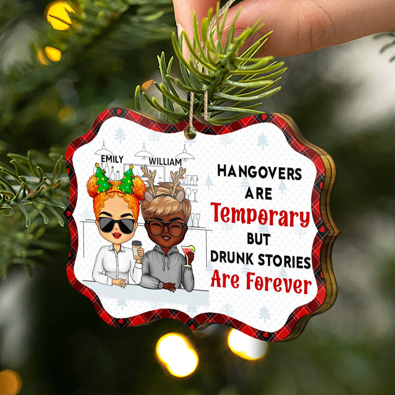 Here's To Another Year Of Bonding Over Alcohol - Christmas Gifts For Best Friends, Besties - Personalized Medallion Wooden Ornament