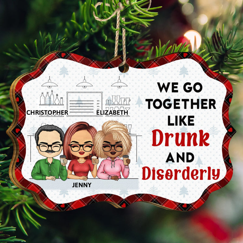 Here's To Another Year Of Bonding Over Alcohol - Christmas Gifts For Best Friends, Besties - Personalized Medallion Wooden Ornament