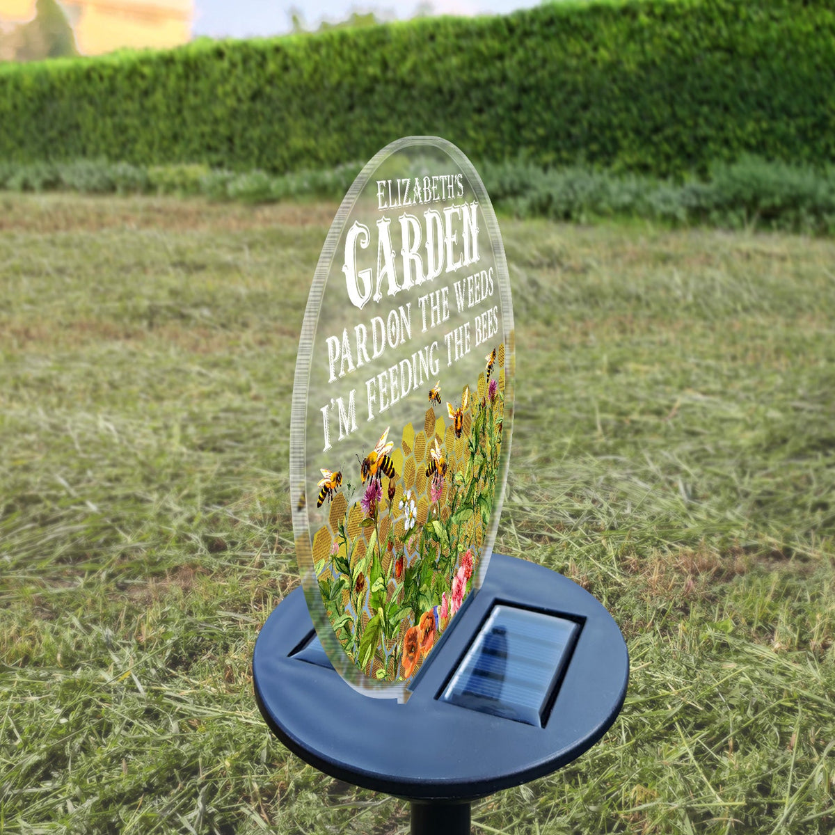 Pardon The Weeds - Gift For Gardening Lovers, Gardeners, Bee Lovers, Mom, Grandma - Personalized Solar Light