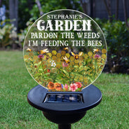 Pardon The Weeds - Gift For Gardening Lovers, Gardeners, Bee Lovers, Mom, Grandma - Personalized Solar Light