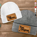 The Original Remix - Gift For Baby, Newborn, New Dad, Mom - Personalized Beanie With Leather Patch
