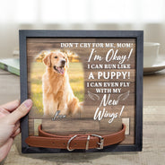 Custom Photo Don't Cry For Me I'm Okay - Personalized Pet Loss Sign, Collar Frame