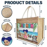 Dog Mom Cat Mom Fur Mom - Personalized Jute Tote Bag