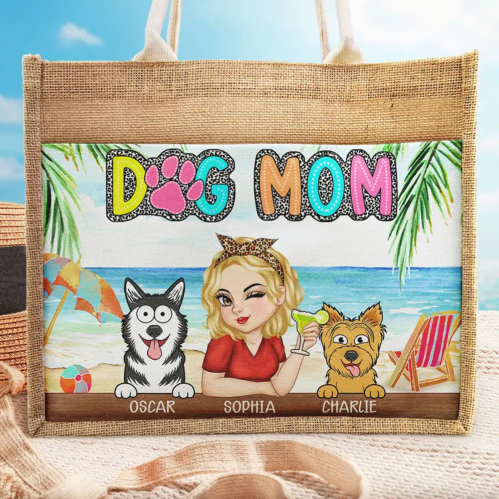 Dog Mom Cat Mom Fur Mom - Personalized Jute Tote Bag