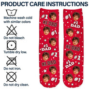 Custom Photo Kids Face #1 Dad #1 Mom - Personalized Socks