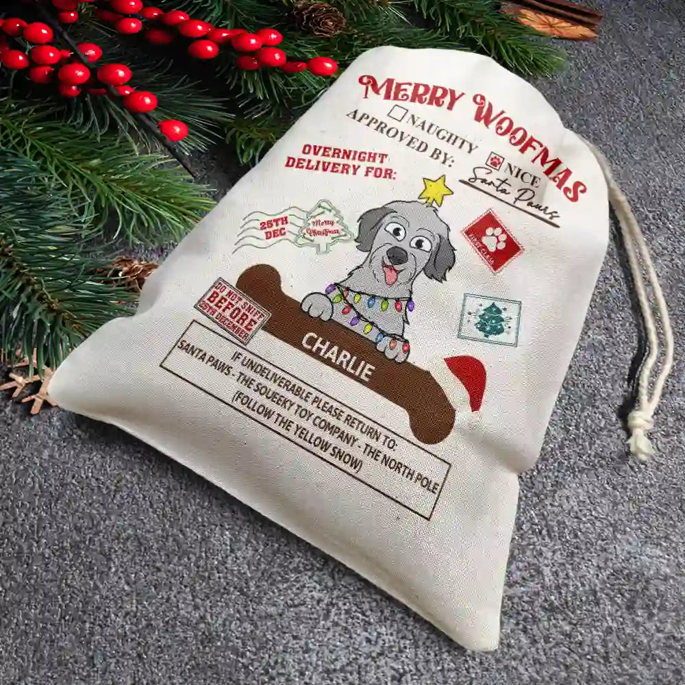 Merry Woofmas Meowy Catmas Funny Cartoon Dog Cat - Personalized Favor Bag