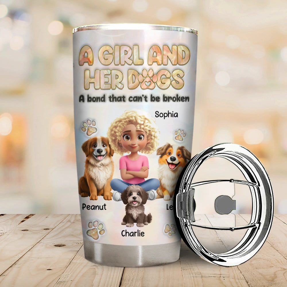 Nacre Effect A Girl And Her Fur Babies - Personalized Tumbler