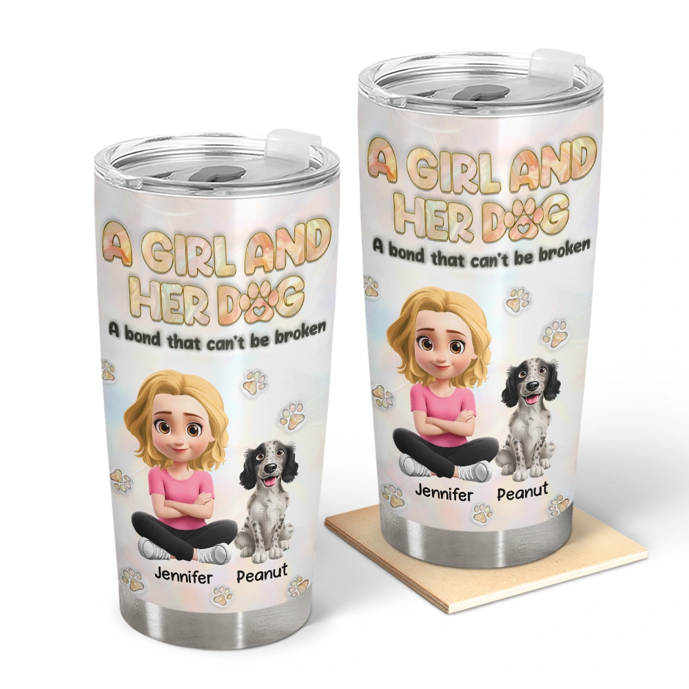 Nacre Effect A Girl And Her Fur Babies - Personalized Tumbler