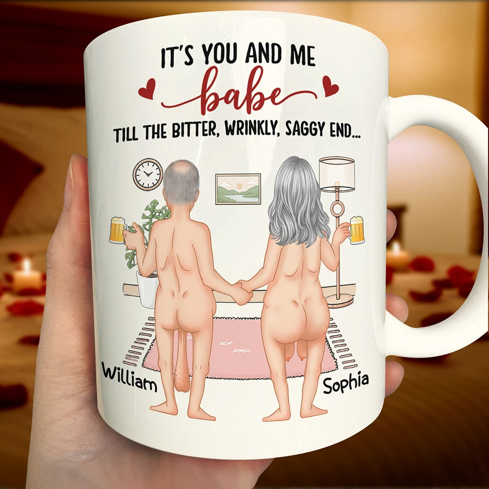 Top Market, Humorous, Old Couples, Gift For Couples, Vector - Naked Old Couple It's You And Me - Personalized Mug