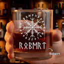 Gift For Women, Gift For Men, Gift For Yourself, Happy - Name In Viking Runes - Personalized Whiskey Glass