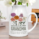 Gift For Wife,Gift For Mother,Gift For Grandma,Happy - Nana Grandma Mom Birth Flowers - Personalized Ceramic Flower Vase