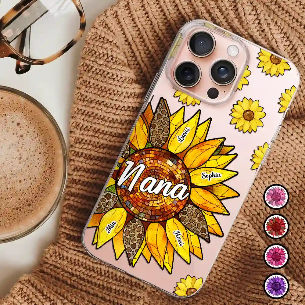 Gift For Grandma, Gift For Mother, Gift For Wife, Happy - Nana Grandma Mom Birth Flowers - Personalized Clear Phone Case