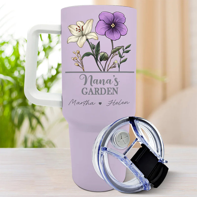 Gift For Grandma,Gift For Mother,Gift For Wife - Nana Grandma Mom Garden Birth Flowers - Personalized 40oz Tumbler With Straw
