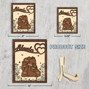 Gift For Mother,Gift For Grandma - Nana Mama Bear - Personalized 2-Layered Wooden Plaque With Stand