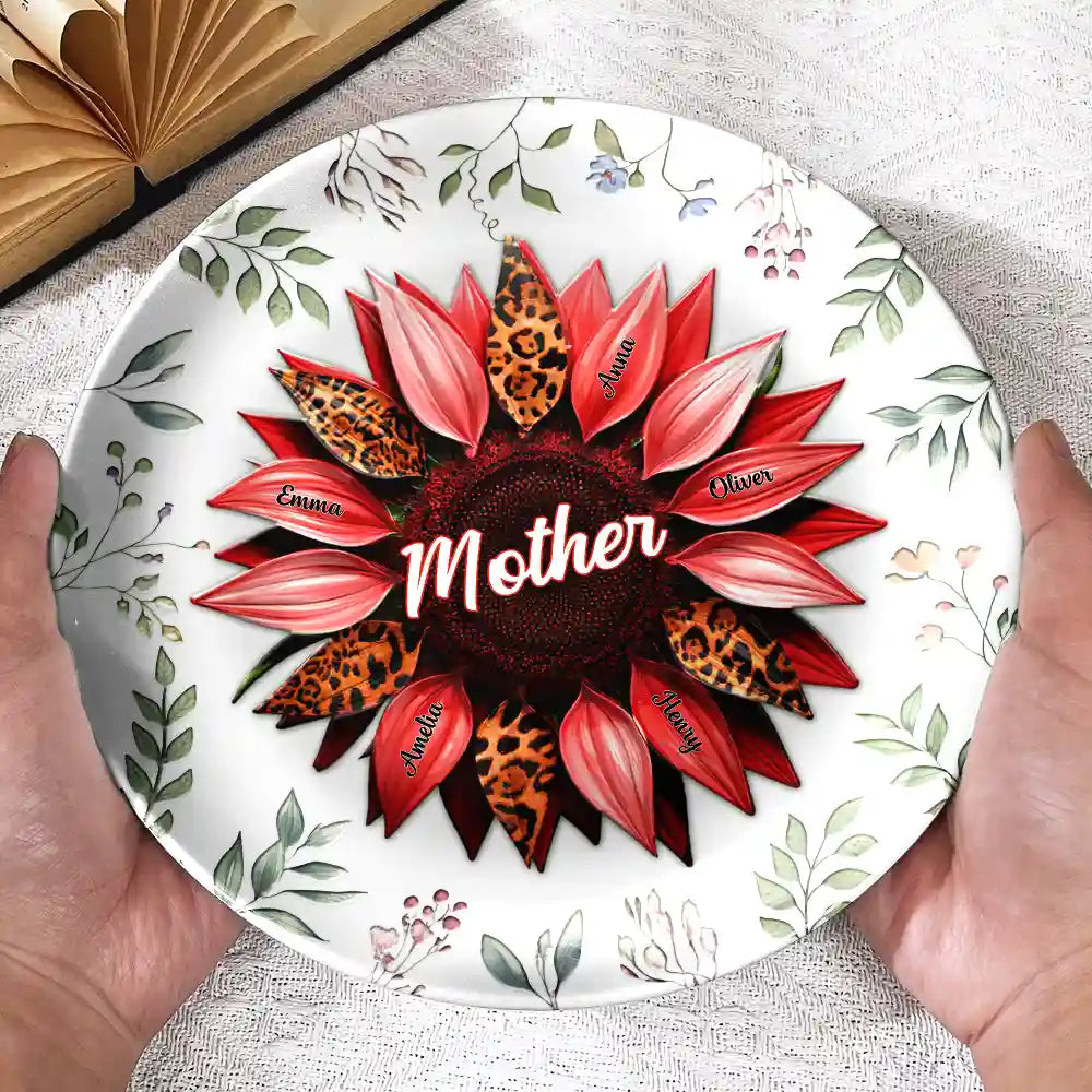 Gift For Grandma, Gift For Mother, Love
- Nana, Mom, Auntie Family Sunflower - Personalized Ceramic Plate