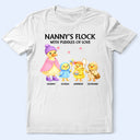 Gift For Grandpa,Gift For Grandma,Gift For Grandparents,Grandma - Grandkids,Love - Nanny's Flock With Puddles Of Love - Personalized T Shirt