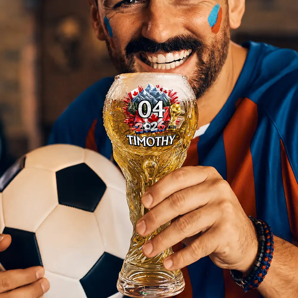 Football (Soccer),Gift For Men,Gift For Yourself,Playful,Summer Soccer Games,Icon - National Flag Soccer Lovers - Personalized Beer Glass