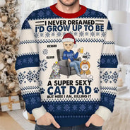 Funny,Cat Mom,Cat Lovers,Cat Dad,Christmas - Never Dream I'd Grow Up - Personalized Unisex Ugly Sweater
