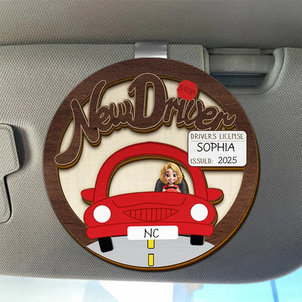 New Driver - Personalized Custom Shaped Car Visor Clip