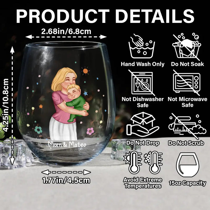 New Mom,New baby,Love - New Mom And Baby You’re Doing A Great Job Mommy - Personalized Stemless Wine Glass