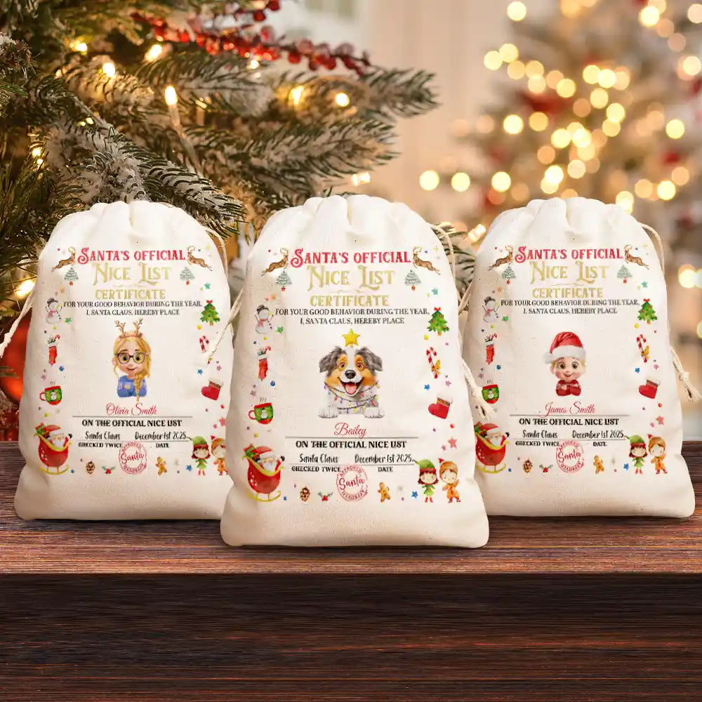 Nice List Certificate - Personalized Favor Bag